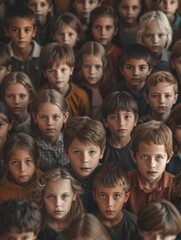Large Group of Children Standing in Formation
