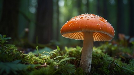 Fototapeta premium Magical View of Mushrooms in forest
