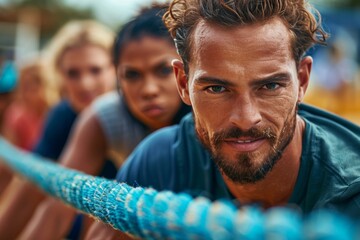 Fototapeta premium Group of People Standing Around a Rope