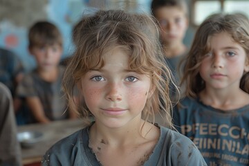 Fototapeta premium Group of Young Children Standing Together
