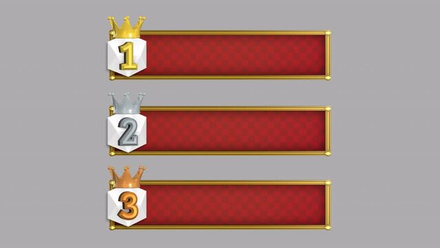 A horizontal (short) red checkered text base with icons for 1st, 2nd, and 3rd place.