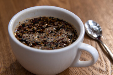 A cup of the traditional Korean tea on the table
