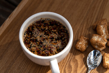 A cup of the traditional Korean tea on the table