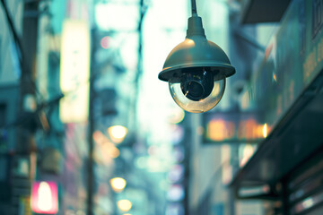 security cameras video surveillance system on city streets. cctv