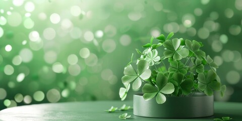 St. Patrick's Day Cultural Event, 3D Product Stage Podium with Soft Blurred Background - obrazy, fototapety, plakaty