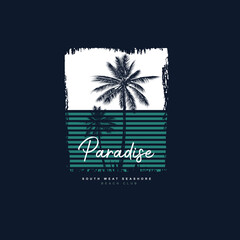 Paradise palm tree summer beach t shirt design