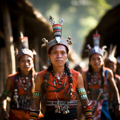 The Colors of Tradition: A Glimpse into the Day-to-Day Life of the Ao Naga Tribe - obrazy, fototapety, plakaty