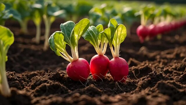 ripe radishes the garden outdoors