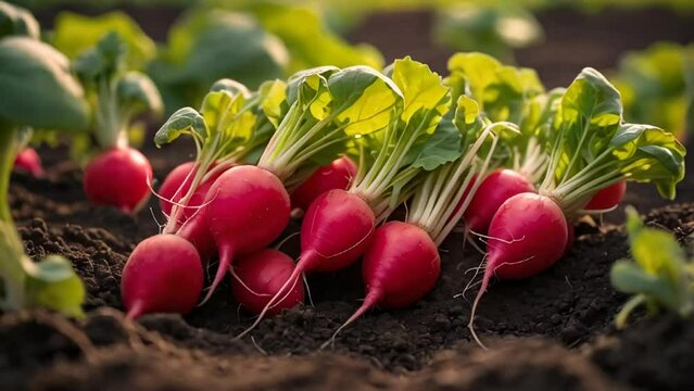 ripe radishes the garden outdoors