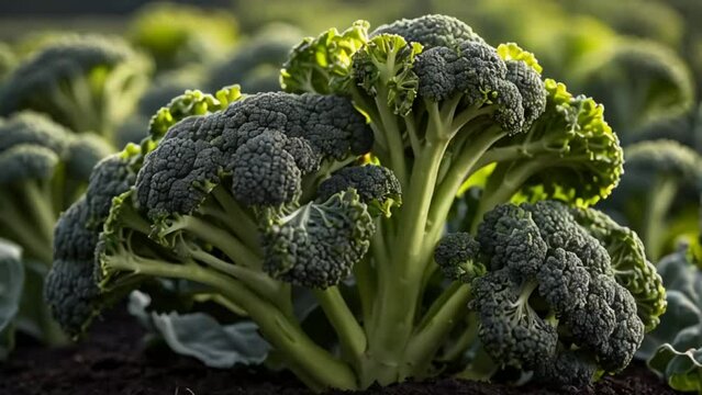 ripe broccoli in the garden outdoors