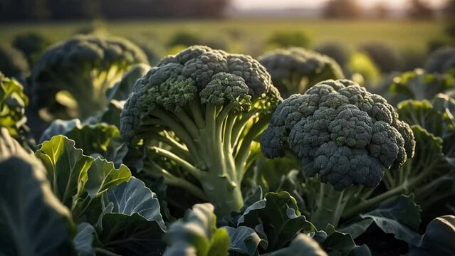 ripe broccoli in the garden outdoors