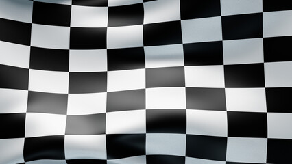 Fototapeta premium Checkered finish flag background. Wavy cloth. 3d render illustration