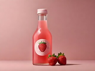 bottle of strawberry juice. product package label