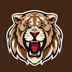 Vector illustration of an angry growling tiger. Color image isolated on a dark background. Can be used as a sticker or design element to represent the zeal for victory.