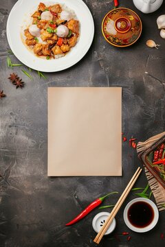 An empty flyer template designed for a Chinese restaurant, ready for customization