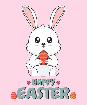 vector illustration of an Easter bunny, poster design, t-shirt, greeting card, congratulations on Easter