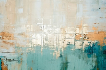 Abstract modern art, oil painting, pale blue and beige colors, antique effect