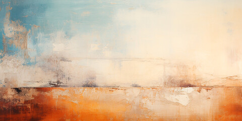 Abstract modern art, oil painting,  pale blue and orange colors