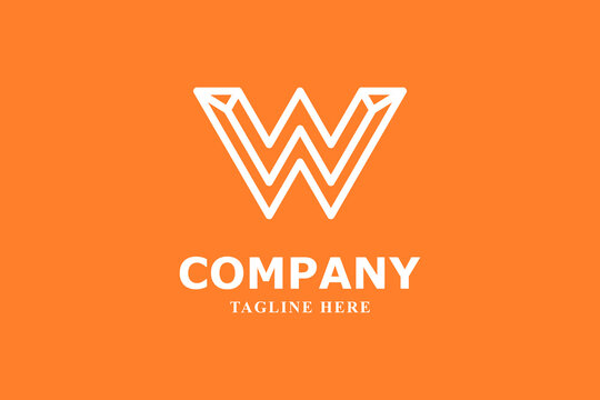 letter w line art logo on orange background