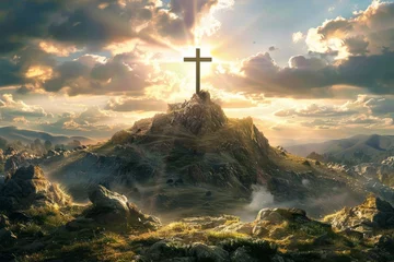 Fotobehang Jesus Christ Cross. Easter Background © Kanachi Graphics