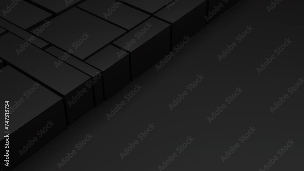 Aufkleber Black blocks motion on a background with a place for text. 3d render animation loopable
