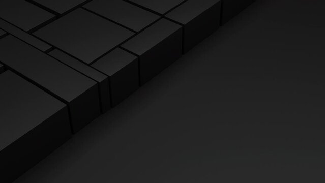 Black blocks motion on a background with a place for text. 3d render animation loopable