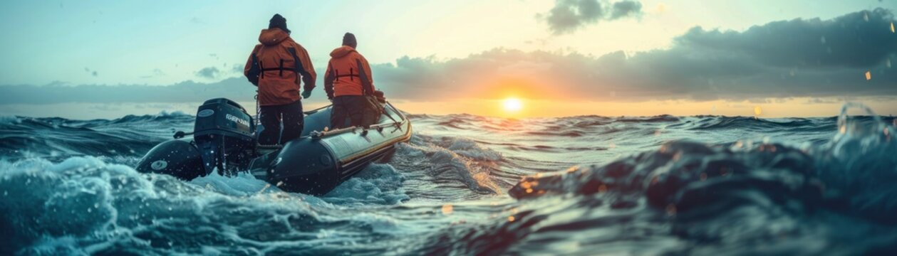 Diverse Crew at Work on the Open Sea. From Seasoned Sailors to Young Apprentices, Ensuring Safe Transportation Across the Blue Waters