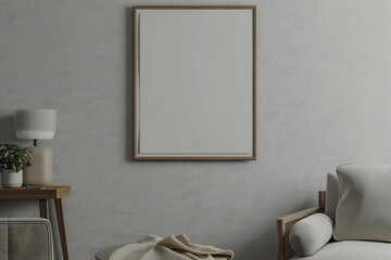 Poster Frame mockup paper size. Modern Living room wall 