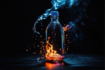 Fiery Substance in Glass Bottle
