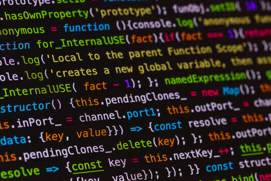 Developer screen with colored website programming code