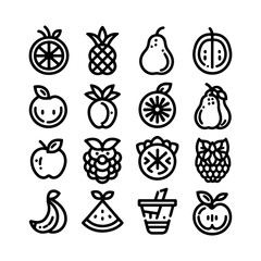 Fruit line Icons set