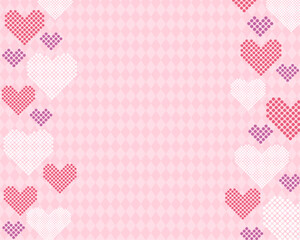 ドット柄のハートの背景パターン、ピンク系