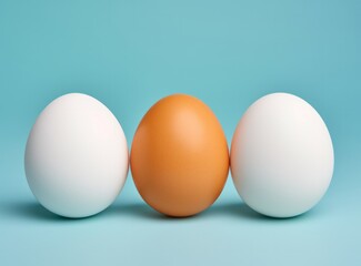 Eggs on a Blue Background. Minimal easter composition 