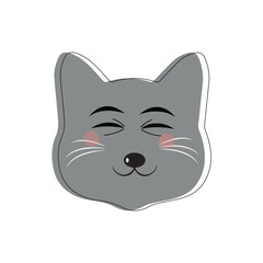 Cat pet head face icon, Vector illustration of funny cartoon cats, Cat face with various expressions and patterns vector illustration flat design.