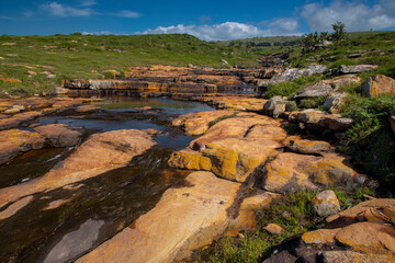 Fototapeta na wymiar The Wild Coast, known also as the Transkei, is a 250 Kilometre long stretch of rugged and unspoiled Coastline that stretches North of East London along sweeping Bays, footprint-free Beaches, South Afr