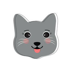 Cat pet head face icon, Vector illustration of funny cartoon cats, Cat face with various expressions and patterns vector illustration flat design.
