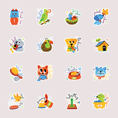 Cute Pets and Accessories Flat Stickers 

