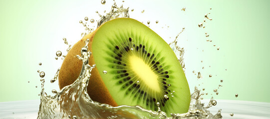 fresh kiwi fruit slices with water splash 42