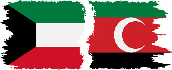 Darfur and Kuwait grunge flags connection vector