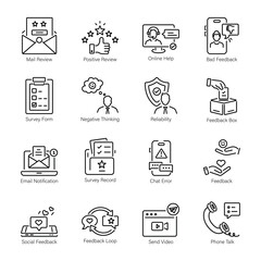 Bundle of Customer Feedback Linear Icons 

