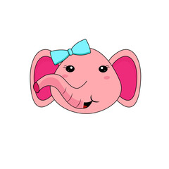 Cute Elephant Sitting Vector Icon Illustration. Elephant Mascot Cartoon Character. Animal Icon Concept White Isolated. Flat Cartoon Style