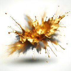 A single, large gold splash explodes across a white background, resembling a firework.