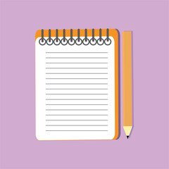 Notebook and pencil, Lesson pencil notebook icon. Flat illustration of lesson pencil notebook vector icon for web design