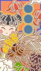 Original hand drawn cartoon delicious noodles illustration poster material	
