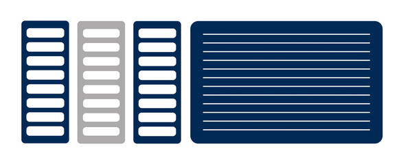 Stationery set. Notes. Stickers in modern stylish design. Stickers for writing. Planner, notebook, memory stickers in dark blue and light gray colors
