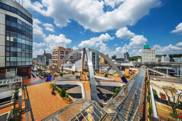 Toyotashi, Japan roads and elevated walkways near the main station. - 747329783