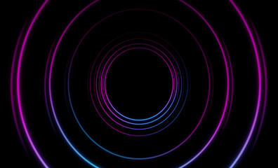 Abstract rotating colour lighting texture with black empty copy space inside.