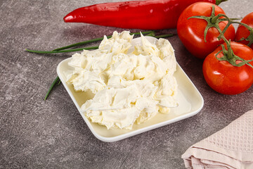 Soft Philadephia cheese in the bowl