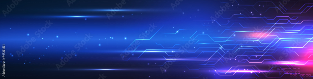 Wall mural high tech futuristic technology circuit board background, speed data transfer. hi-tech digital techn