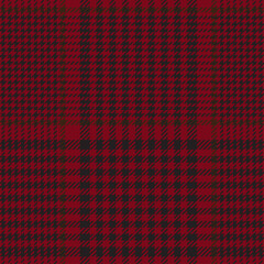 Red and black glen check. Checkered tartan plaid pattern.